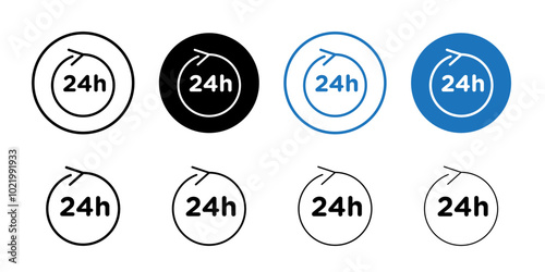24 hours icon Black and white outline vector
