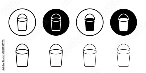 Bucket icon Black and white outline vector