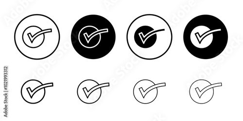 Check mark icon Black and white outline vector