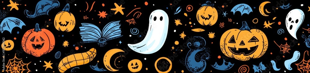 Spooky Halloween Themed Seamless Pattern Design Spooky Halloween Themed Seamless Pattern Design