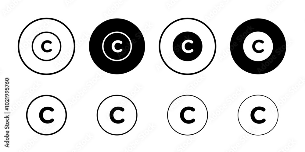 Copyright icon Black and white outline vector Copyright icon Black and white outline vector