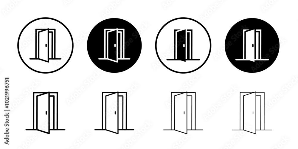 Door icon Black and white outline vector Door icon Black and white outline vector