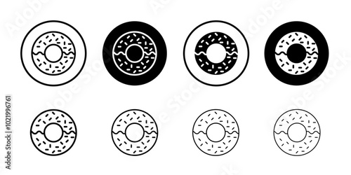 Doughnut icon Black and white outline vector