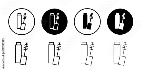 Mascara brush icon Black and white outline vector