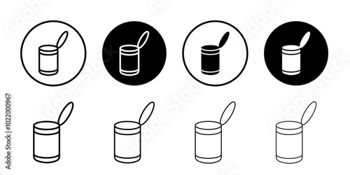 Open tin can icon Black and white outline vector