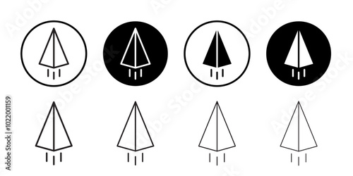 Paper plane icon Black and white outline vector