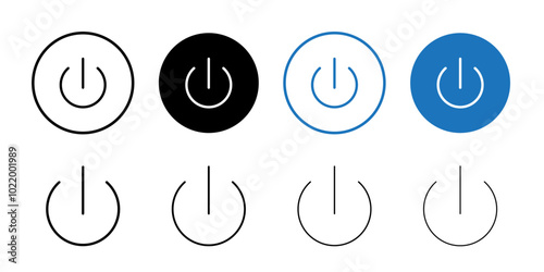Power button icon Black and white outline vector