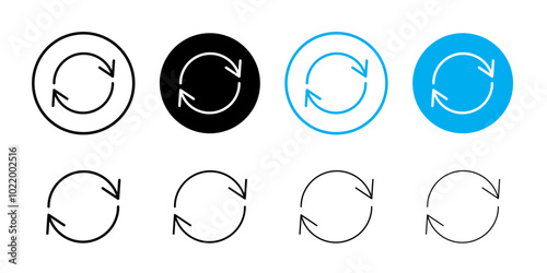 Repeat icon Black and white outline vector