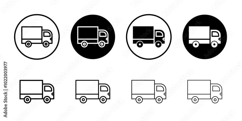 Truck icon Black and white outline vector Truck icon Black and white outline vector