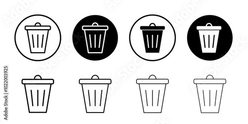 Trash icon Black and white outline vector