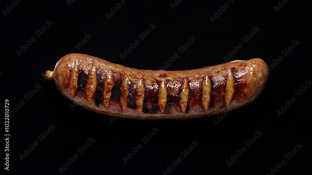 Grilled sausage isolated on a black background Grilled sausage isolated on a black background