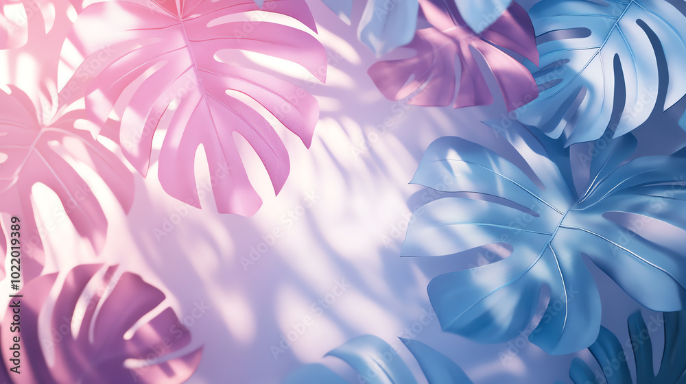 Vibrant tropical leaves in shades of pink and blue creating a beautiful and colorful backdrop, perfect for nature-themed designs. Vibrant tropical leaves in shades of pink and blue creating a beautiful and colorful backdrop, perfect for nature-themed designs.