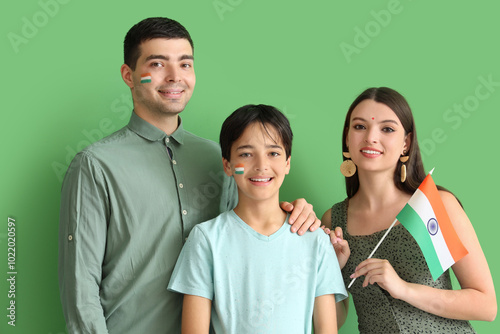 Happy family with Indian fl...
