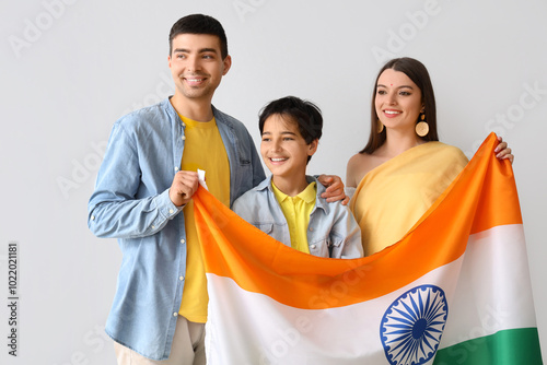 Happy family with Indian fl...