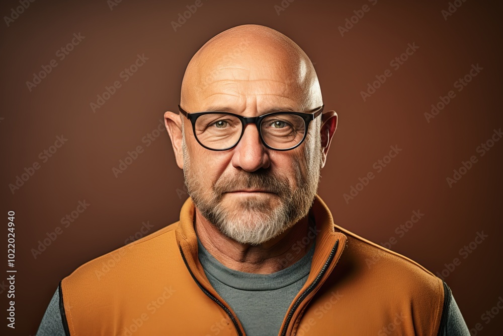 Portrait of an old man with a beard and glasses on a brown background. Portrait of an old man with a beard and glasses on a brown background.