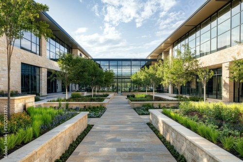 Wallpaper Mural Modern Courtyard With Landscaped Gardens And Contemporary Architecture Torontodigital.ca