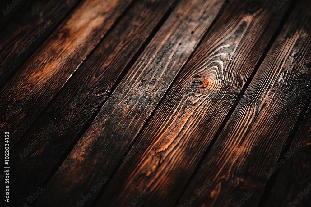 Obraz premium closeup dark brown wooden planks texture surface of floor top view