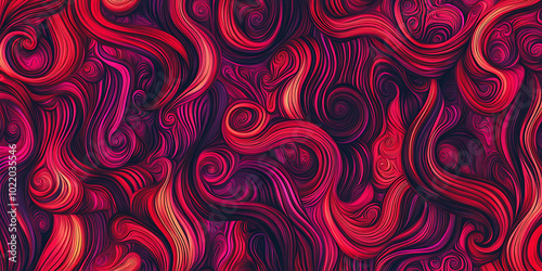 Abstract Swirls of Crimson and Magenta: A mesmerizing digital art piece featuring a captivating blend of crimson and magenta hues, swirling in a symphony of abstract forms.