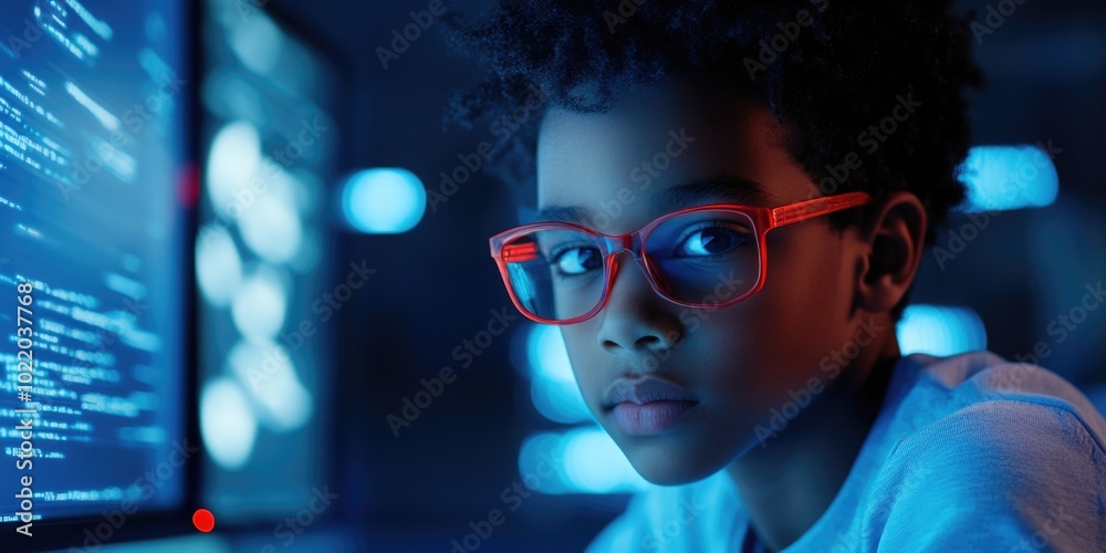 Young Gamer Focused on Monitor Young Gamer Focused on Monitor
