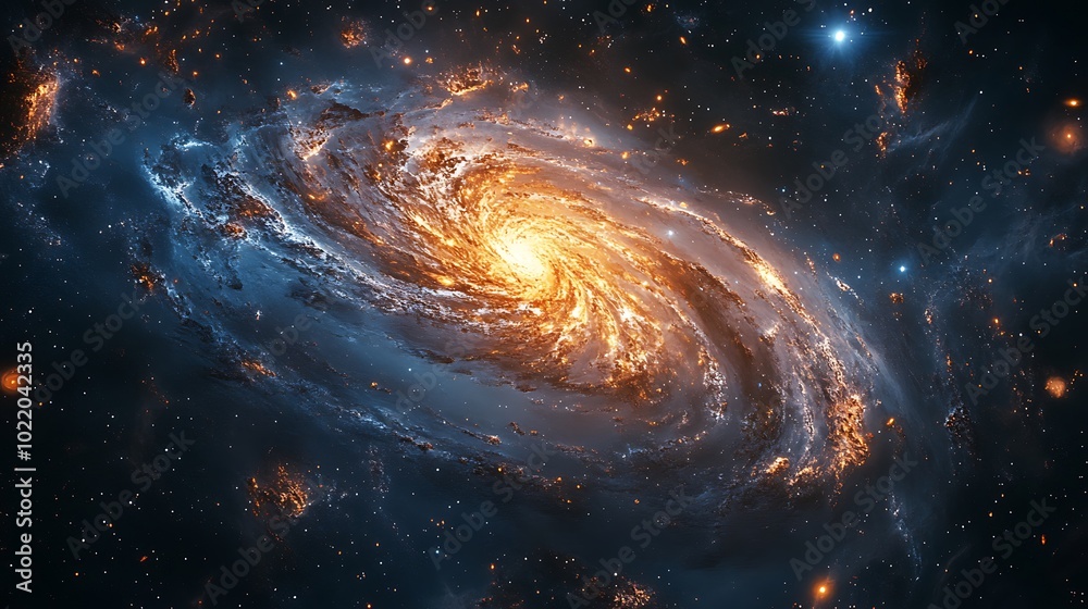 Fototapeta premium Abstract Spiral Galaxy in Deep Space with Stars and Nebula