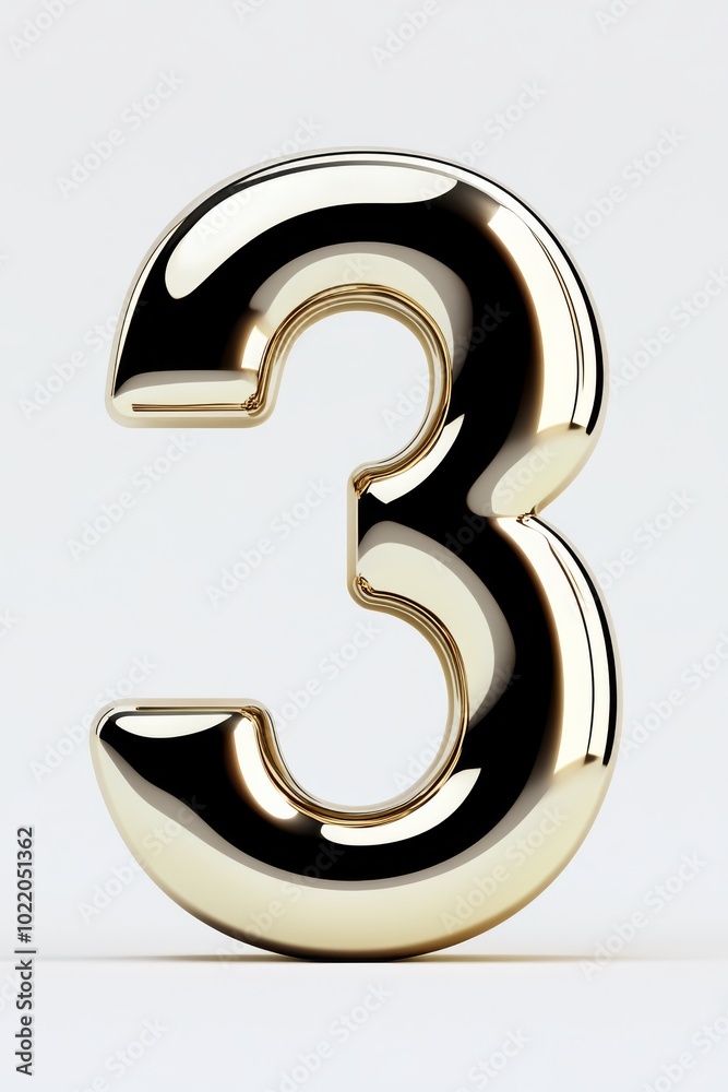 A sleek metallic 3D number 3 with glossy reflections, symbolizing strength and reliability, with no shadows, ideal for business presentations. A sleek metallic 3D number 3 with glossy reflections, symbolizing strength and reliability, with no shadows, ideal for business presentations.