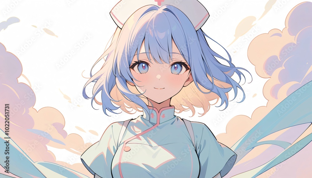 cute anime girl nurse with minimalist background cute anime girl nurse with minimalist background