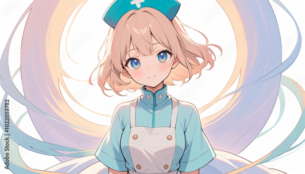 cute anime girl nurse with minimalist background cute anime girl nurse with minimalist background