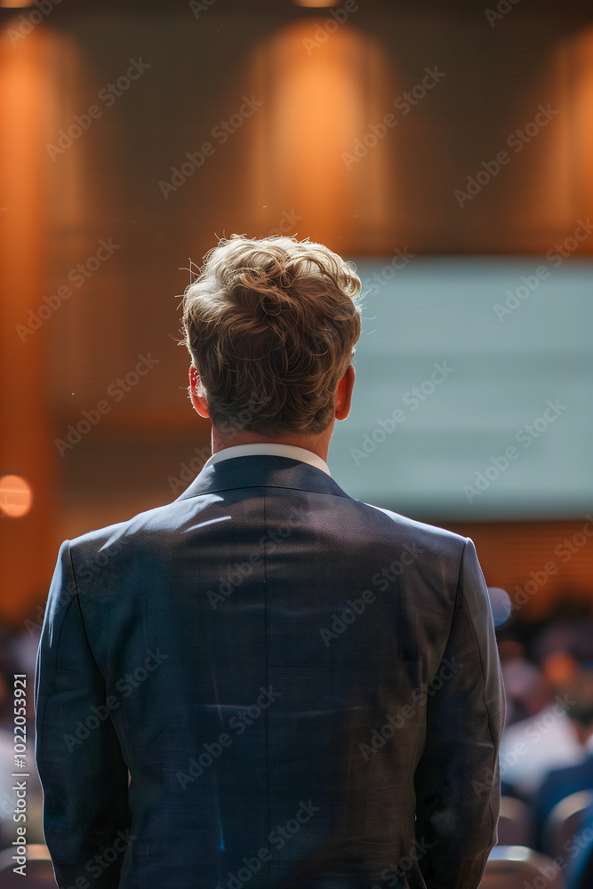 Speaker at the business conference. Back view of businessman. High quality photo Speaker at the business conference. Back view of businessman. High quality photo