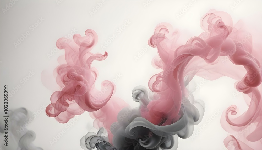 Subtle Pink Smoke Rising on White Background: A Romantic and Peaceful Backdrop Subtle Pink Smoke Rising on White Background: A Romantic and Peaceful Backdrop