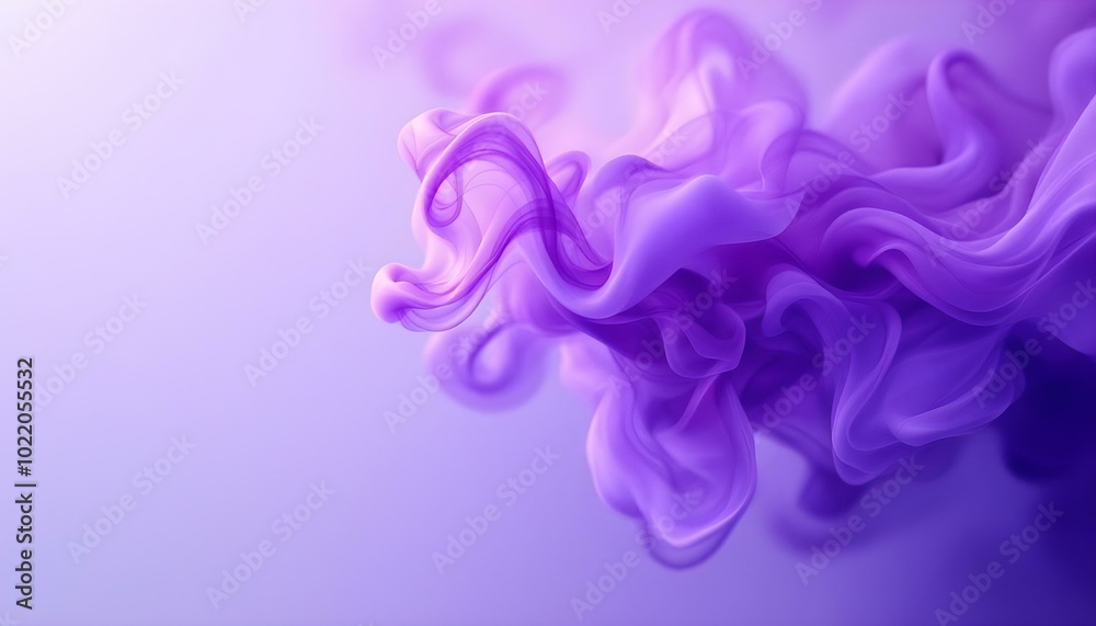 Mesmerizing Purple Smoke Curling on White Background with Subtle Color Transitions Mesmerizing Purple Smoke Curling on White Background with Subtle Color Transitions