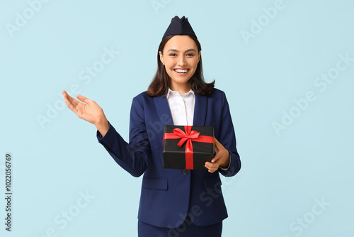 Beautiful stewardess with g...