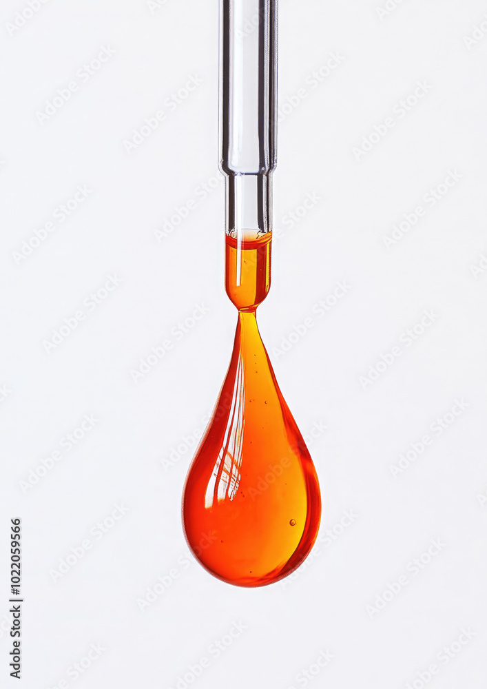 orange drop from pipette on white background, vitamin C, cosmetology, liquid, citrus, serum, juice, cosmetics, medicine orange drop from pipette on white background, vitamin C, cosmetology, liquid, citrus, serum, juice, cosmetics, medicine