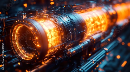 Futuristic Machine Engine: Glowing Metal Design