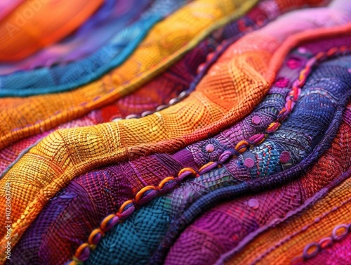 Handmade Textile Crafts, vibrant colors, close-up, creative process, photography