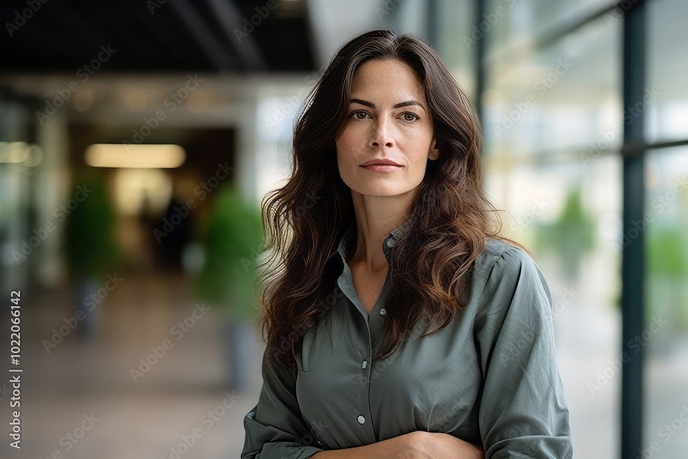 Portrait of a beautiful businesswoman standing with arms crossed in office Portrait of a beautiful businesswoman standing with arms crossed in office