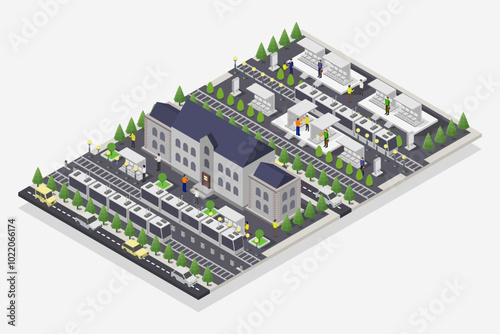Train stations isometric