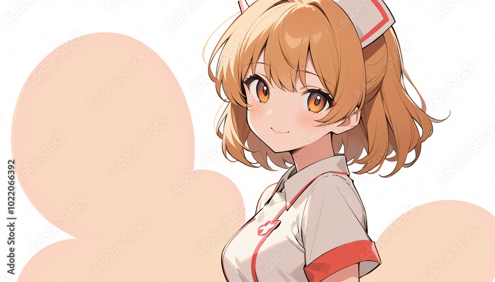 cute anime girl nurse with minimalist background cute anime girl nurse with minimalist background