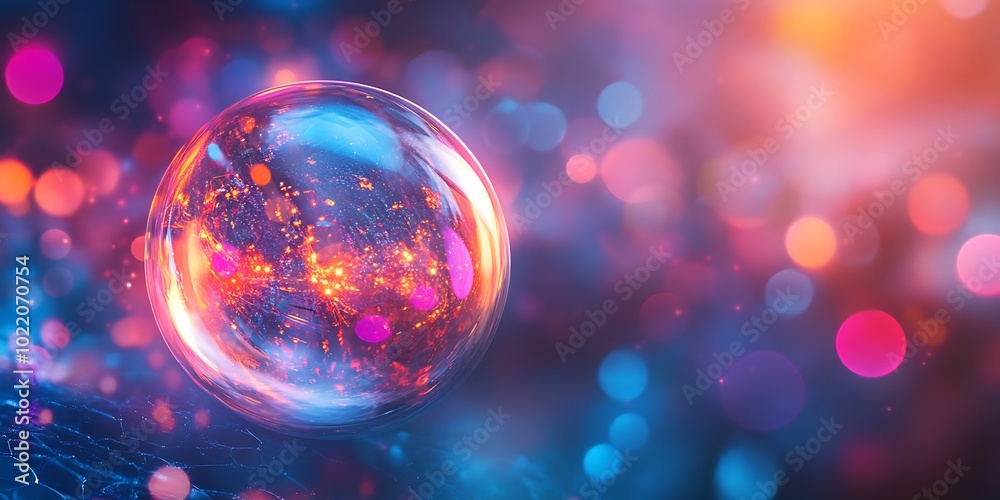 Abstract glowing bubble with colorful bokeh background. Abstract glowing bubble with colorful bokeh background.