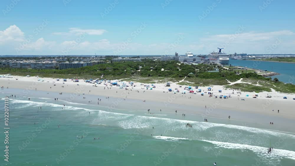 Flying along the coast at Jetty Park on Florida's Space Coast in Brevard County Flying along the coast at Jetty Park on Florida's Space Coast in Brevard County