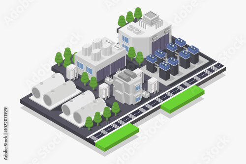 Electric battery power storage station isometric