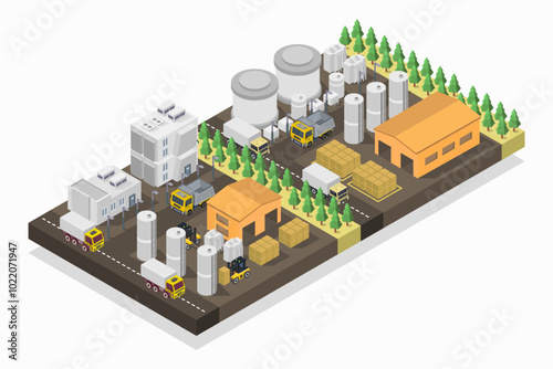 Green waste recycling isometric