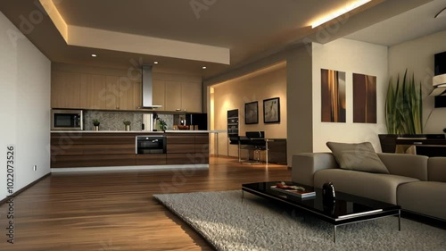 Modern living room with elegant furniture and natural light.