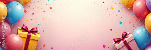 Wallpaper Mural Festive background. Vibrant and colorful background filled with balloons, confetti, and gift boxes, creating a festive atmosphere. Torontodigital.ca