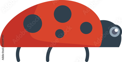 Cartoon ladybug is crawling in a children's illustration style