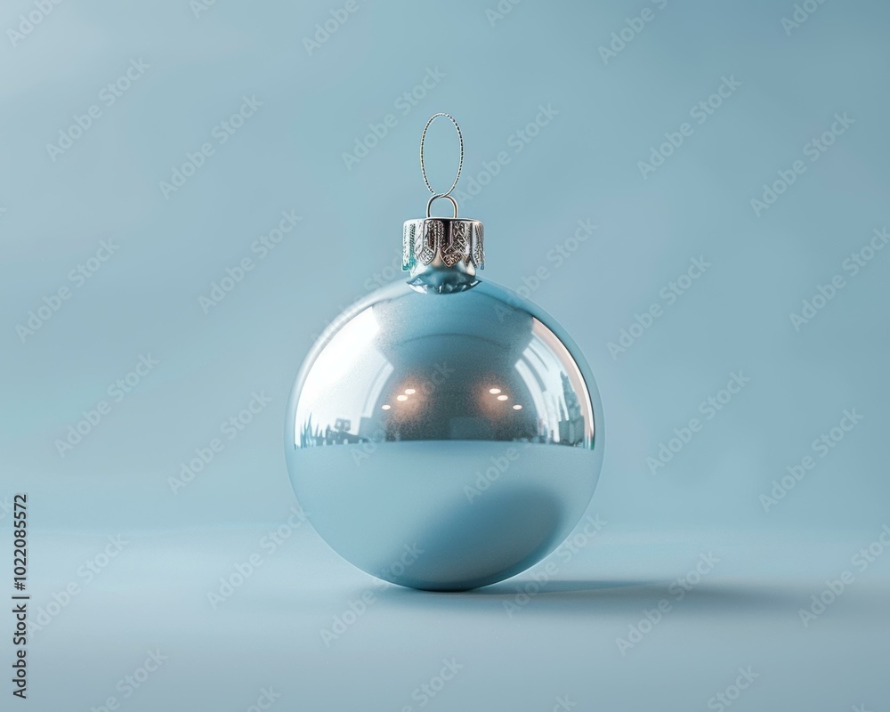 A shiny silver Christmas ornament. AI. A shiny silver Christmas ornament. AI.