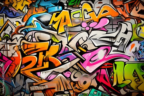 Graffiti Wall Abstract Background: Pop Art-Inspired Artistic Backdrop