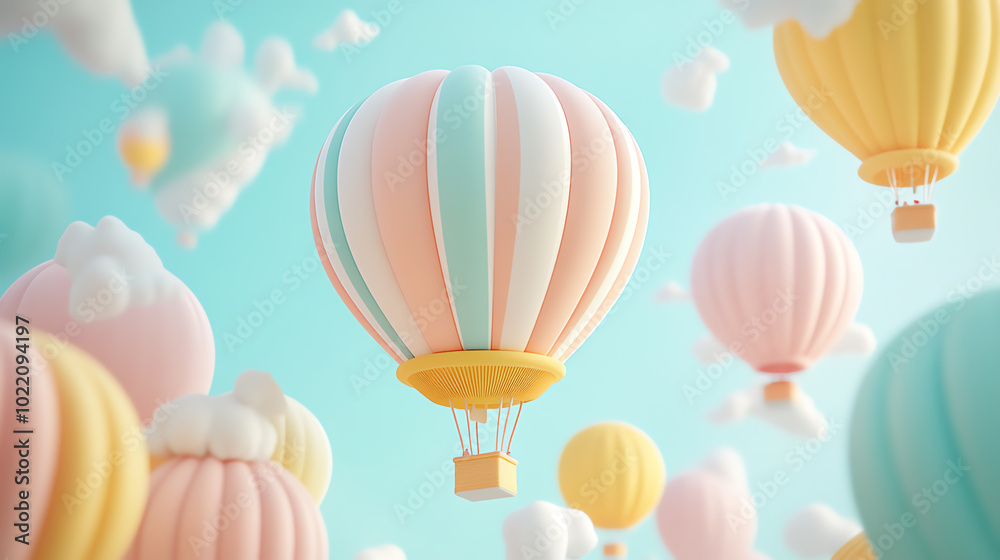 Colorful hot air balloons in a blue sky Colorful hot air balloons in a blue sky