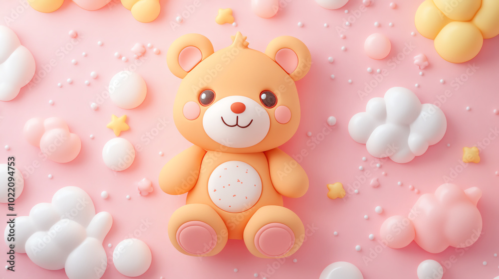 Cute bear toy on pastel background Cute bear toy on pastel background