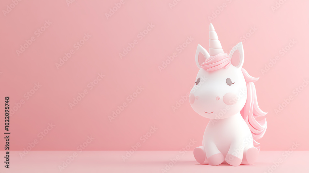 Cute unicorn toy on pink background Cute unicorn toy on pink background