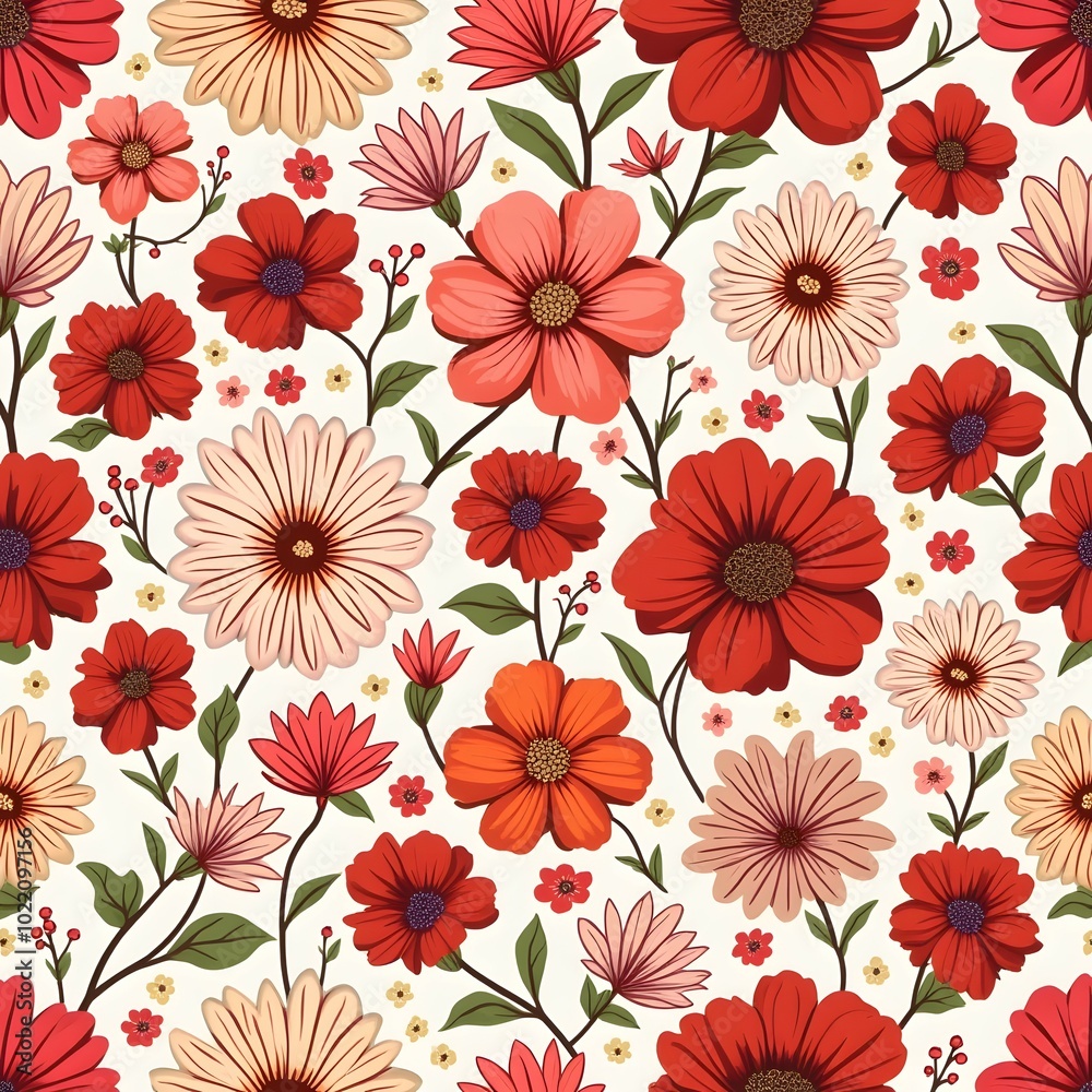 Seamless Floral Pattern with green Flowers Seamless Floral Pattern with green Flowers